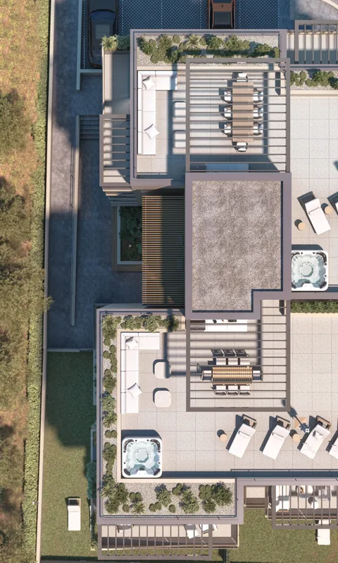Visualisation of the Alta Vista roof terrace, seen from above